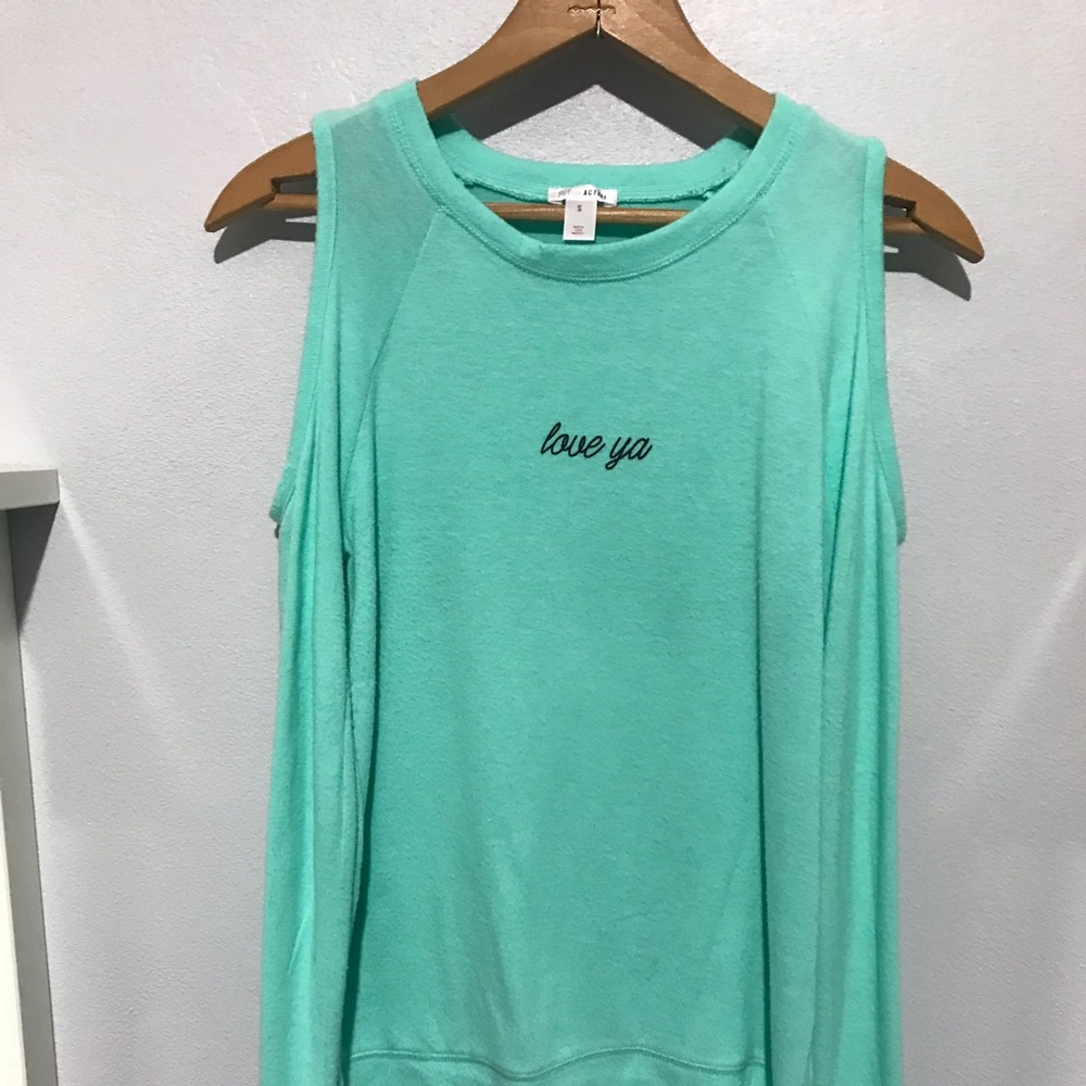 Flirtitude Active open shoulder mint sweater